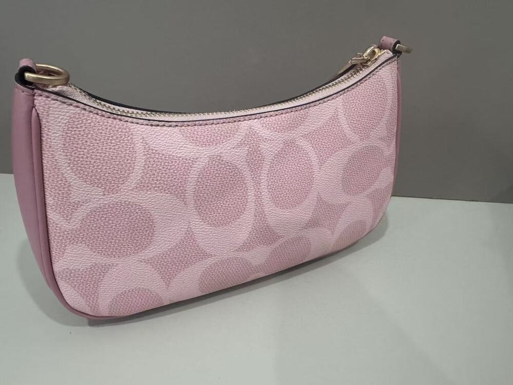 Coach Pink Signature Coated Canvas Mini Hobo Shoulder Bag Purse - Picture 6 of 6
